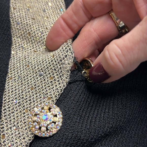 St. John Evening Santana Knit Crossover Blazer with Gold Lapel Accent Size 6 - Picture 13 of 14